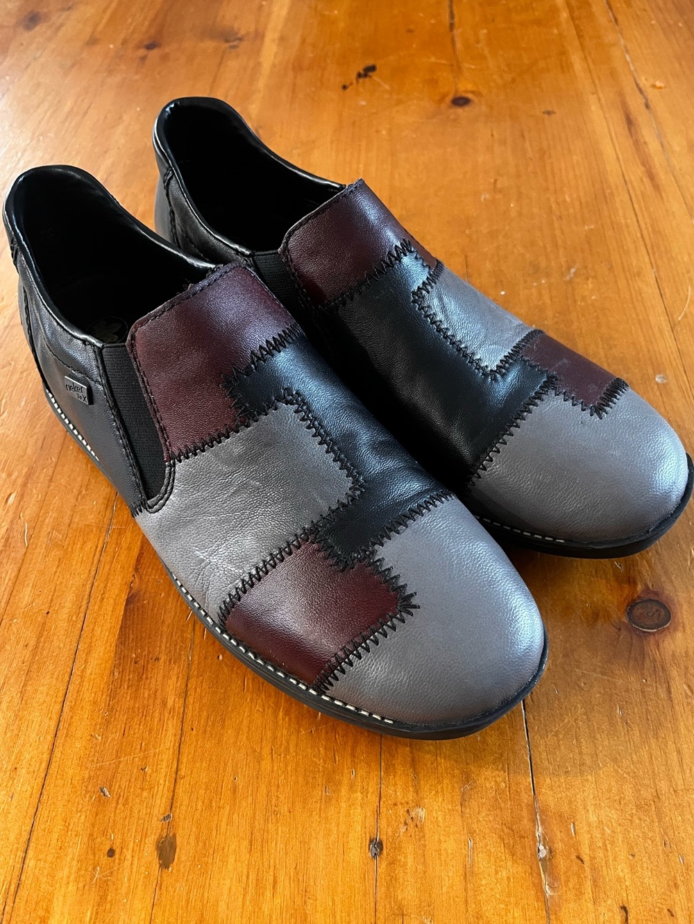 Rieker 44250-00 Multi Colour Patchwork Leather Waterproof Slip On Shoe Brand New